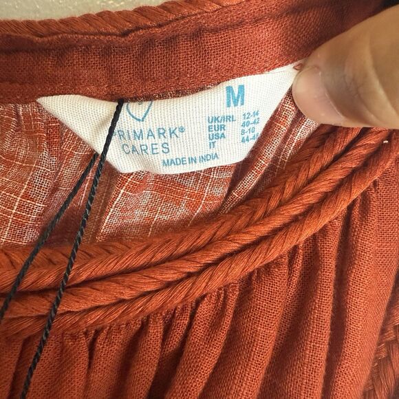 NWT Primark Maxi One Shoulder Dress Womens M Boho Beach 100% Cotton Oversized - Picture 4 of 13